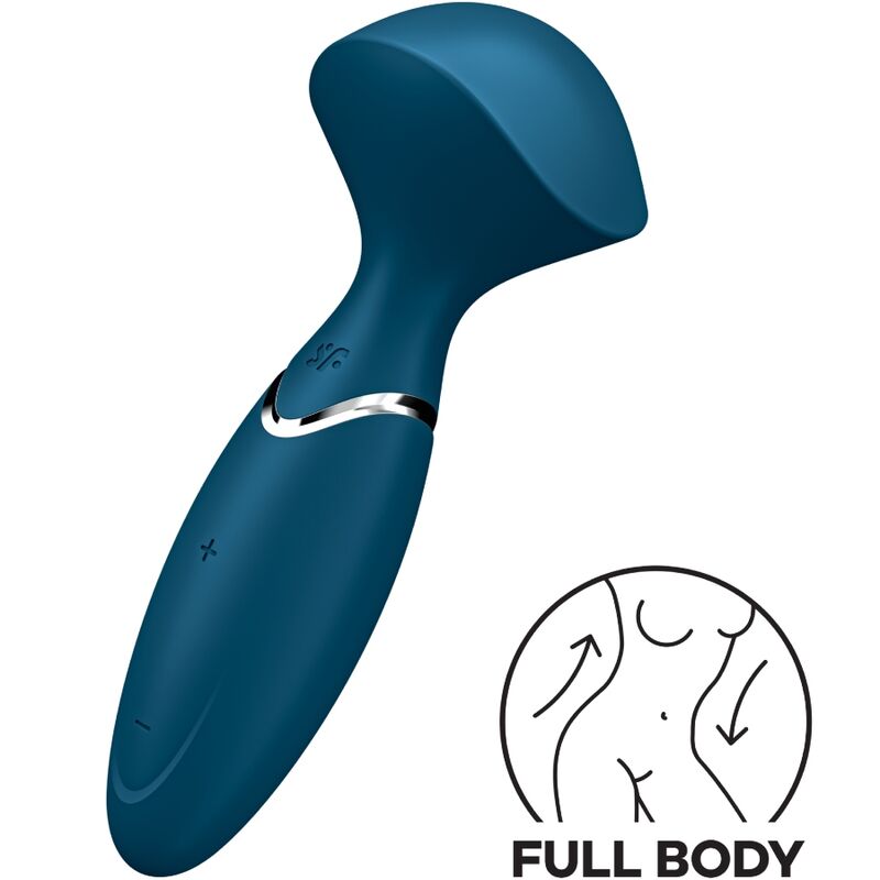 Satisfyer Mini Wand-er — Minivibrador wand de 16 cm (Azul)
