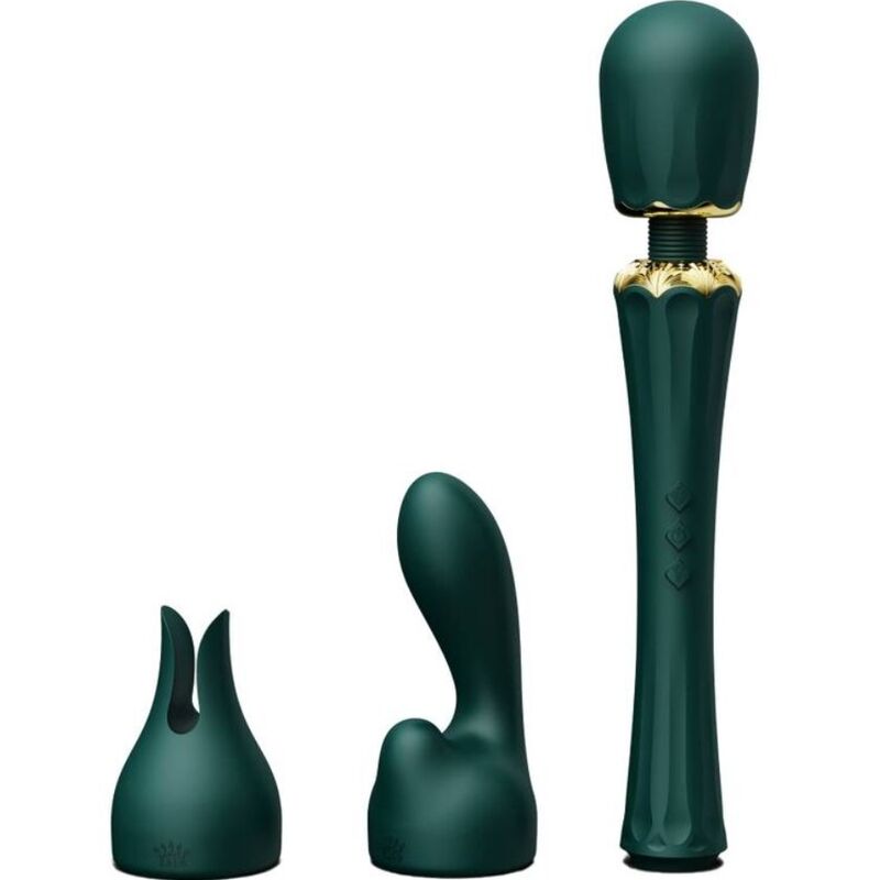 Zalo Kyro — Vibrador wand de silicona con 2 accesorios (Verde)