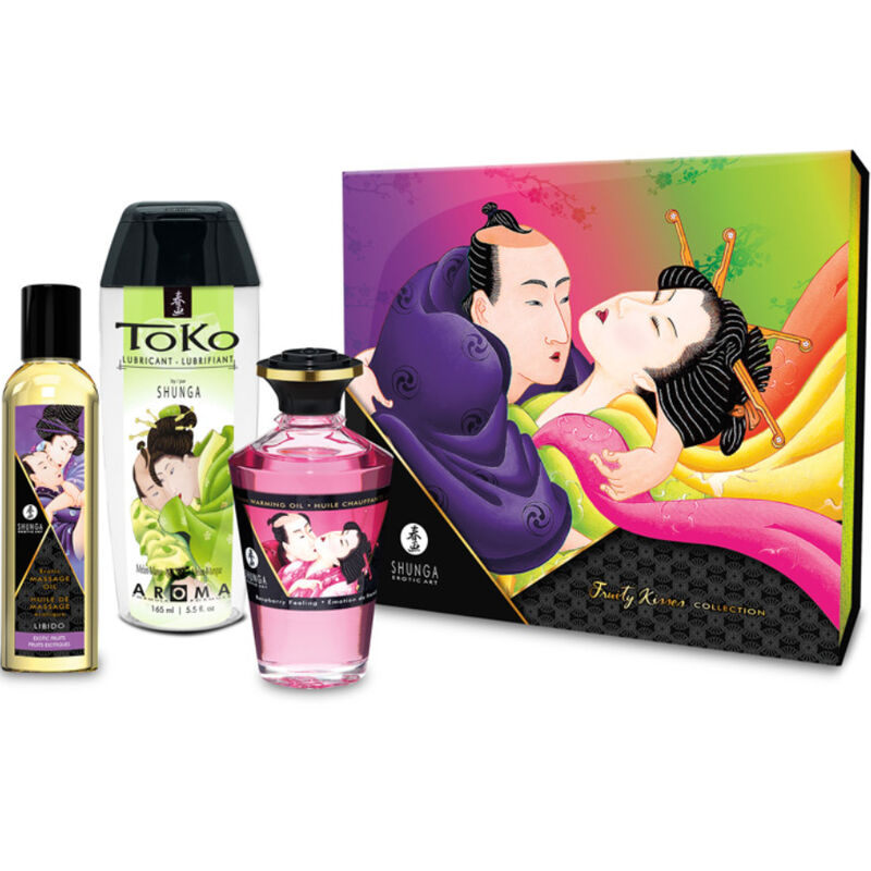 Shunga Fruity Kisses — Kit de regalo con aceites de masaje y lubricante
