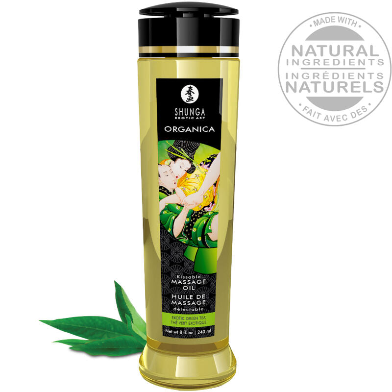 Shunga Organica Té Verde — Aceite de masaje vegano y ecológico, 240 ml