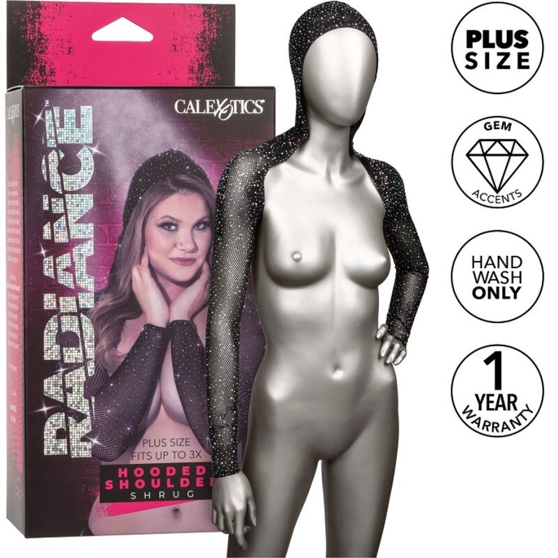 CalExotics Radiance — Torera de malla con capucha y pedrería, talla grande
