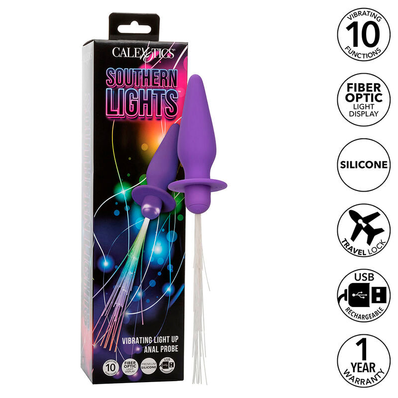 CalExotics Southern Lights — Plug anal vibrador con luces (Violeta)