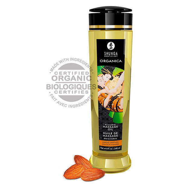 Shunga Organica Almendra — Aceite de masaje vegano y ecológico, 240 ml