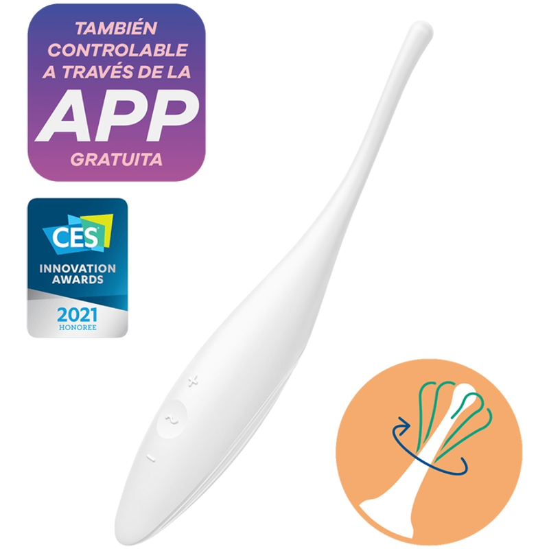 Satisfyer Twirling Joy — Vibrador de clítoris con punta giratoria y app (Blanco)