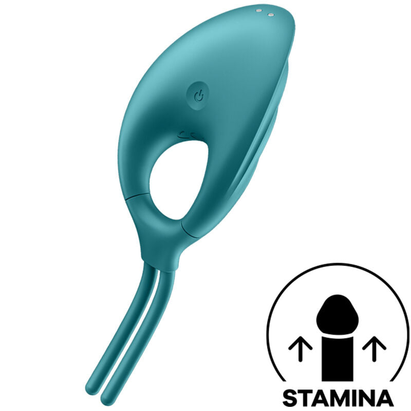 Satisfyer Swordsman — Anillo vibrador ajustable con estimulador de clítoris (Verde)