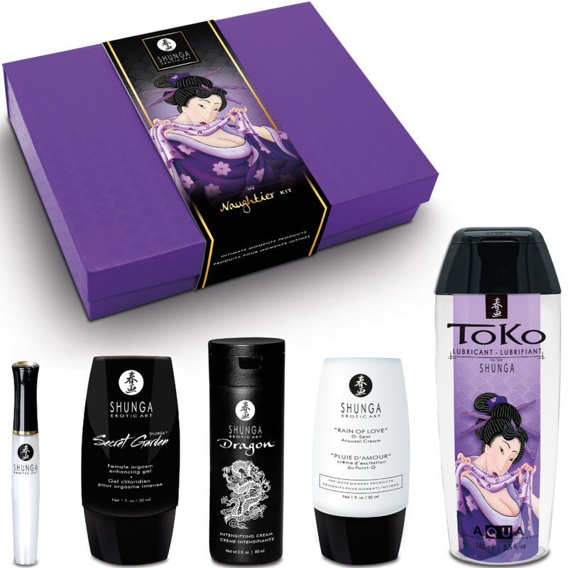 Shunga Naughtier Kit — Set de regalo con lubricante y 4 cremas estimulantes