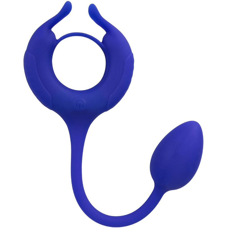 CalExotics Admiral — Anillo vibrador doble con peso colgante (Azul)