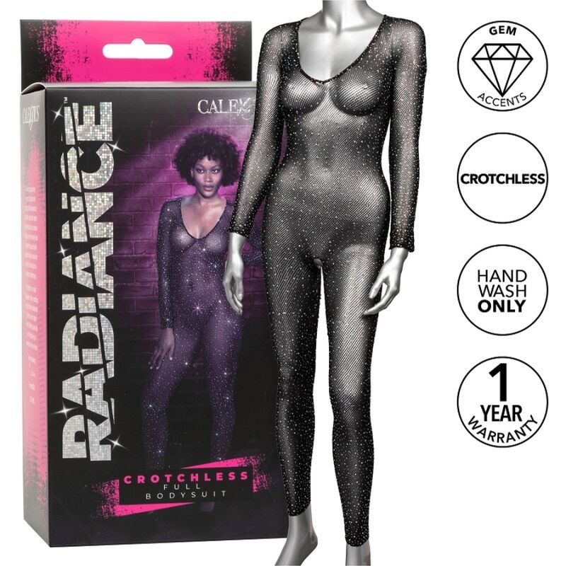 CalExotics Radiance — Body de malla con pedrería abierto en la entrepierna