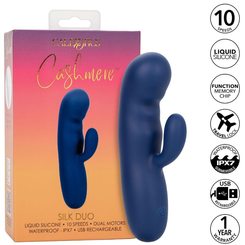 CalExotics Cashmere Silk Duo — Vibrador de punto G y clítoris con 2 motores (Azul)