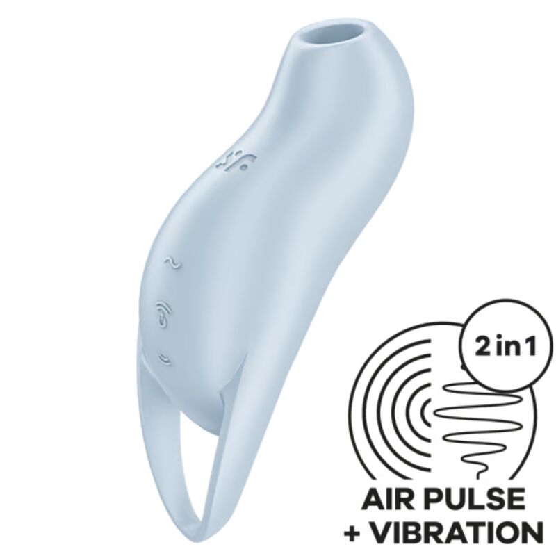 Satisfyer Pocket Pro 1 — Succionador y vibrador de clítoris de bolsillo (Azul claro)