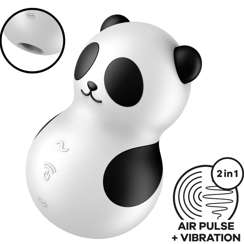 Satisfyer Pocket Panda — Succionador y vibrador con forma de panda (Blanco y negro)