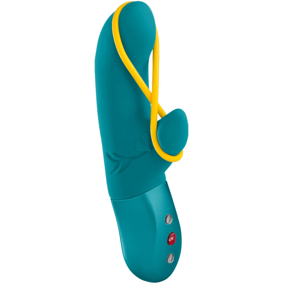 Fun Factory Amorino, vibrador rabbit recargable con banda de silicona extraíble, color aguamarina: foto principal del producto