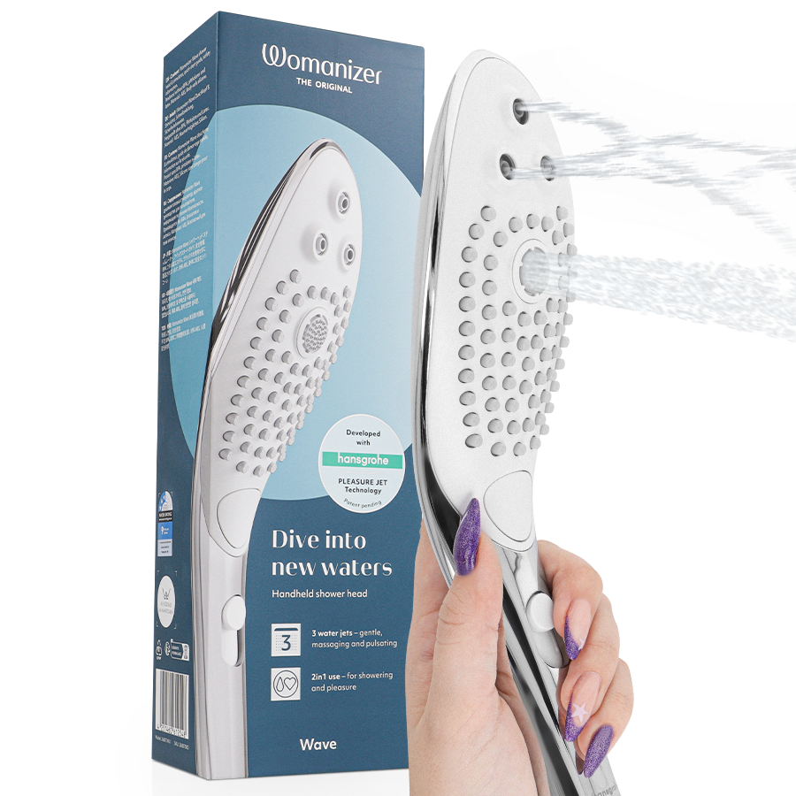 Womanizer Wave, cabezal de ducha con chorros para el clítoris, color plateado: foto principal del producto