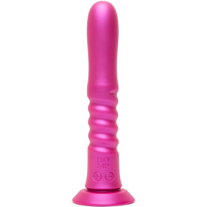 Romp Jiggle — Vibrador de empuje con ventosa para manos libres (Rosa)