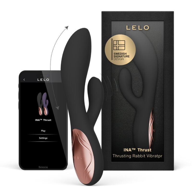 LELO INA Thrust, vibrador rabbit con empuje, negro: foto principal del producto