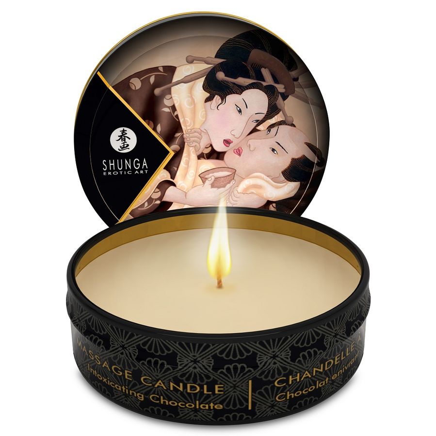 Shunga Caress by Candlelight mini, vela de masaje de soja de 30 ml, aroma chocolate: foto del producto
