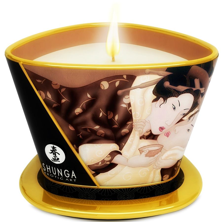 Shunga Caress by Candlelight, vela de masaje de soja grande, aroma chocolate: foto del producto